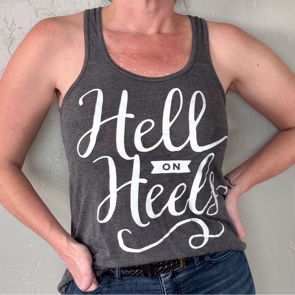 Dark Heather Gray 'Hell on Heels' Racerback Tank Top